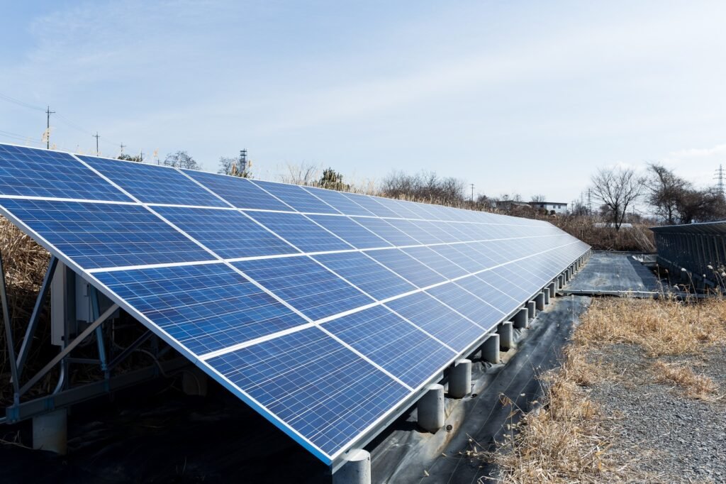 Solar panel in country side for generator electricity