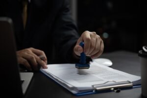 businessman reports data financial statements